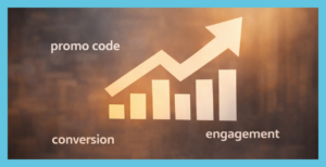 Як промокоди впливають на конверсію та залучення аудиторії Графік зростання маркетингових показників: promo code, conversion та engagement