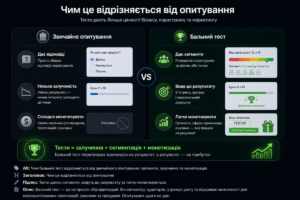 Порівняння опитування та бального тесту: сегментація, залученість і монетизація