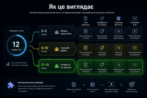 Сегментація результатів тесту за балами з персоналізацією пропозицій у Sociometer
